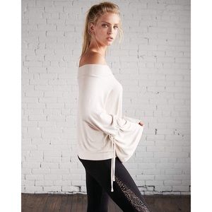 Express Off the Shoulder Tie-Sleeve Sweatshirt